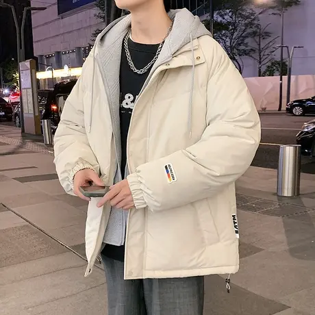 假两件棉服男款冬季外套休闲宽松连帽棉衣服男青少年帅气百搭棉袄商品大图