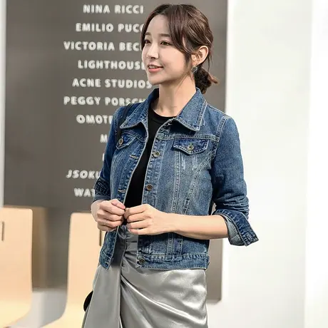 牛仔外套女春秋短款新款韩版修身显瘦学生大码长袖牛仔服上衣图片