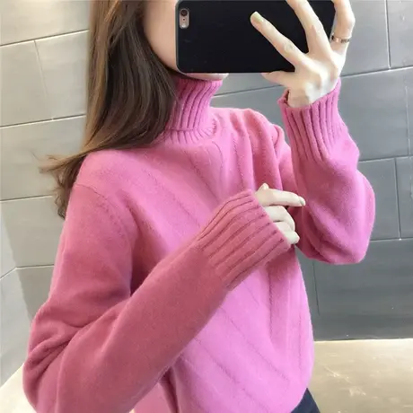 2022秋冬新款高领毛衣女套头宽松外穿洋气内搭针织打底毛衣女加厚商品大图