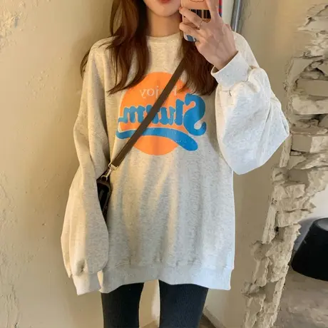 美式复古vintage卫衣女2021初秋宽松韩版ins超火上衣春秋薄款外套商品大图