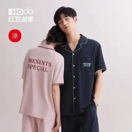 凉感红豆情侣睡衣女宽松可外穿家居服男士短袖短裤套装春夏季薄款商品大图