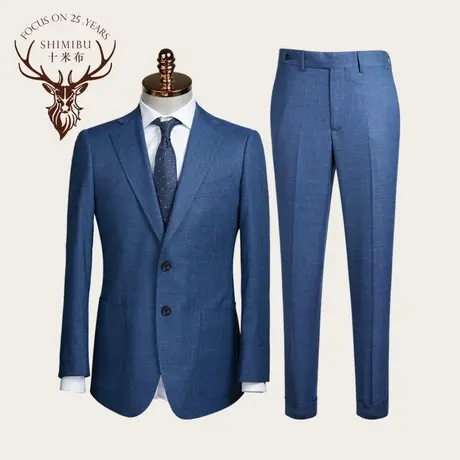 十米布春季英伦绅士平驳领深灰西服套装商务休闲纯色修身西装男图片