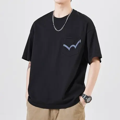 夏季纯棉男士T恤短袖男款圆领宽松上衣服2024新款男装情侣装夏装商品大图