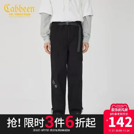 卡宾男装直筒牛仔裤时尚卡扣工装裤潮流宽松长裤Y商品大图