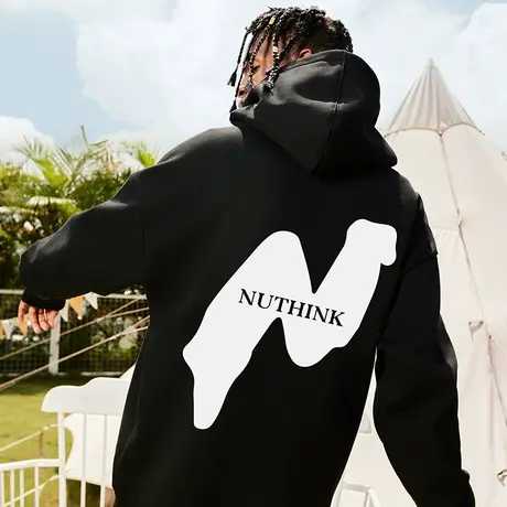 Nuthink美式加绒加厚420g重磅保暖连帽卫衣宽松大码男款春季外套商品大图