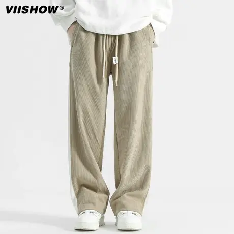 VIISHOW灯芯绒裤子男秋冬季款保暖加厚运动阔腿直筒宽松休闲长裤商品大图