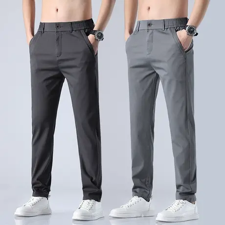 冰丝薄款夏季男裤休闲长裤子男款修身小直筒正装西装裤男士春秋款商品大图