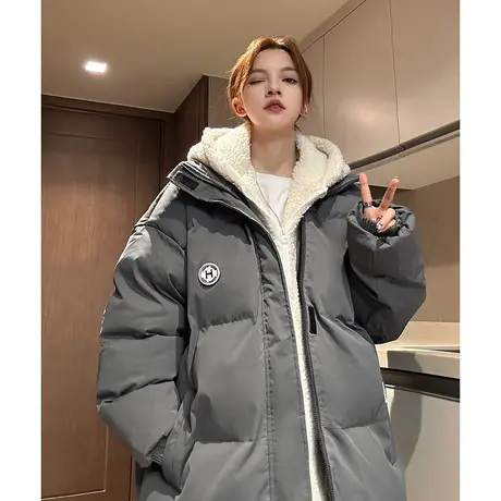 冬季立领棉衣男高街潮流休闲情侣装重磅加厚面包棉服美式工装上衣商品大图