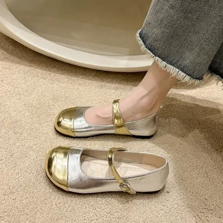 单鞋女夏季平底鞋2024新款豆豆鞋小香风温柔风晚晚鞋玛丽珍小皮鞋商品大图