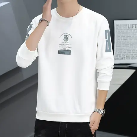 纯棉卫衣男士2024春秋新款ins潮流打底衫学生长袖t恤冬季加绒上衣商品大图