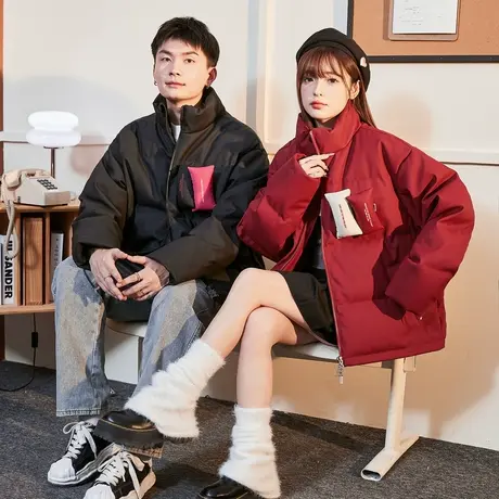 唐狮2024新款情侣羽绒服男女短款加厚立领面包服百搭保暖外套2.27图片