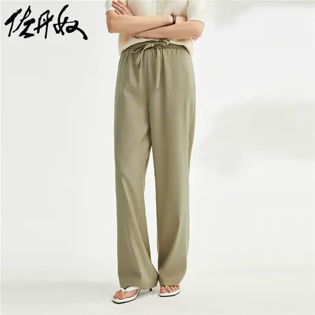 佐丹奴裤子女装垂感梭织纯色松紧腰阔腿休闲长裤 05413070商品大图