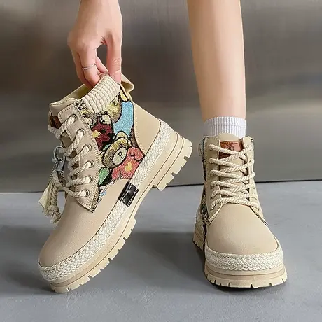 厚底马丁靴女2024新款春季英伦风复古短靴户外靴子女百搭爆款图片