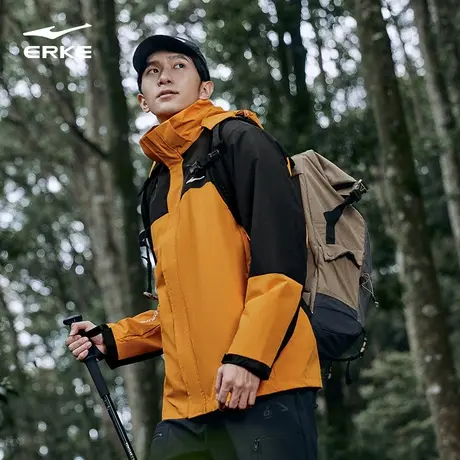 鸿星尔克春季男士户外加绒风衣三合一可拆卸旅游登山运动外套夹克商品大图
