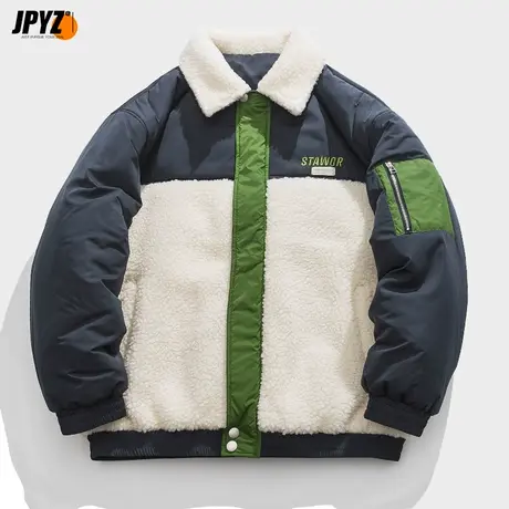 摇粒绒工装夹克外套男款冬季羊羔毛加厚加绒冬装棉衣羊羔绒秋冬商品大图