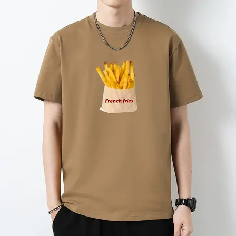 美式重磅纯棉短袖t恤男装潮流夏季半袖全棉液氨长绒棉圆领上衣服商品大图