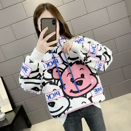 秋装2023年新款女连帽卫衣宽松韩版女士春秋薄款潮ins设计感小众图片