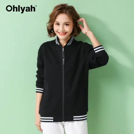 Ohlyah品牌棒球服女加绒秋冬拉链外套立领百搭卫衣logo工作服定制商品大图