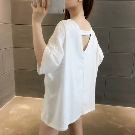 女装2023年新款秋季秋装纯棉短袖T恤宽松上衣服设计感打底衫爆款商品大图