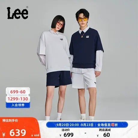 Lee商场同款23秋冬新品舒适华夫格男女同款短袖卫衣LUT006679203图片