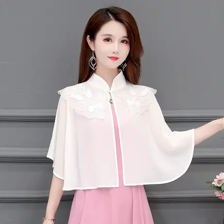 雪纺拼接开衫夏款斗篷罩衫夏季短外套配裙子防晒上衣开衫披肩薄仙商品大图