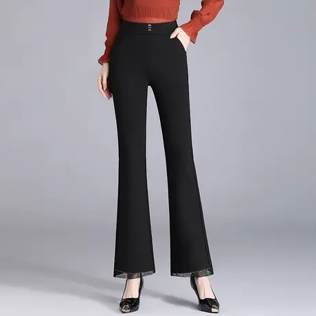 显瘦微喇裤女2023秋季新款通勤气质妈妈裤垂感高腰黑色长裤休闲裤商品大图