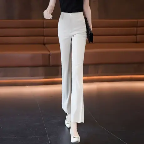 垂感西装裤女夏季薄款2023新款显瘦休闲直筒冰丝喇叭裤小个子西裤商品大图