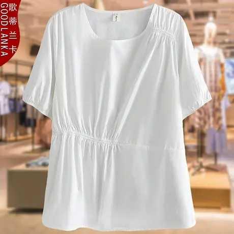 中年妈妈上衣夏季新款2022洋气减龄加肥加大码女装宽松短袖T恤衫商品大图