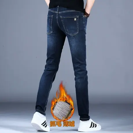 高端欧美牛仔裤男款百搭潮牌弹力修身小脚裤子2023新款秋款休闲裤图片