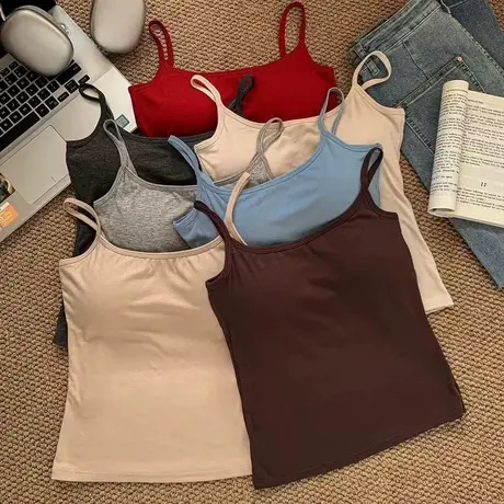 纯色百搭吊带背心女装春夏季无袖打底人棉修身显瘦美背潮流上衣商品大图