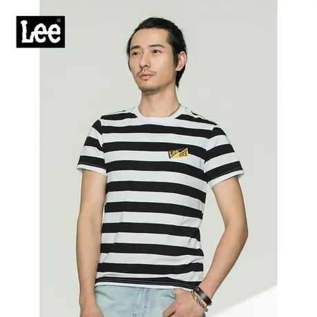 Lee商场同款21春夏新品修身版多色条纹短袖T恤男潮流L395355DP图片