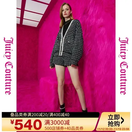 橘滋【秋季新品】冬季恋歌logo牌银丝格纹粗花呢女式休闲裤商品大图