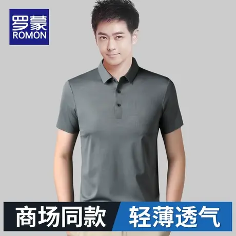 罗蒙夏季polo衫男短袖t恤新款冰丝半袖修身翻领男装夏装上衣体恤图片