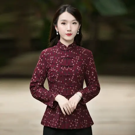 筠雅唐装棉服女中国风改良加厚旗袍中式棉袄妈妈女款冬季盘扣上衣商品大图