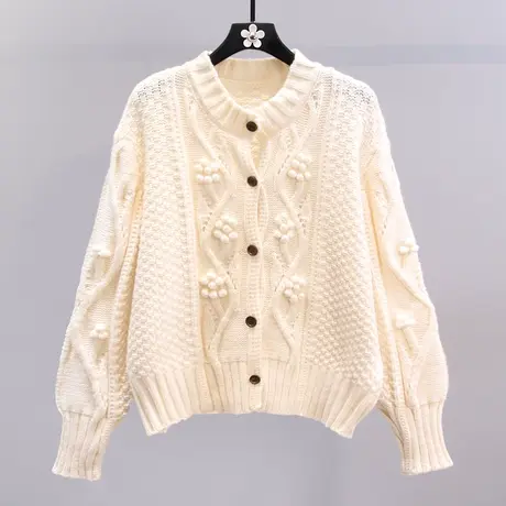 韩系慵懒风毛衣外套女秋冬2023年新款宽松设计感小众软糯针织开衫商品大图