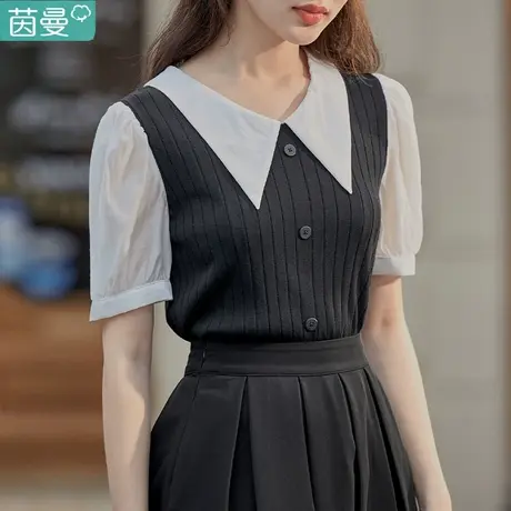茵曼衬衣女士2023夏季新款衬衫法式上衣减龄洋气高端别致小衫因曼商品大图