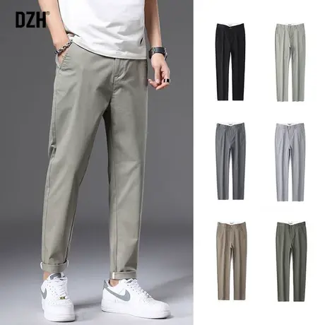 男士浅色修身西裤男春夏大码长裤男款直筒休闲裤韩版潮流百搭男裤商品大图