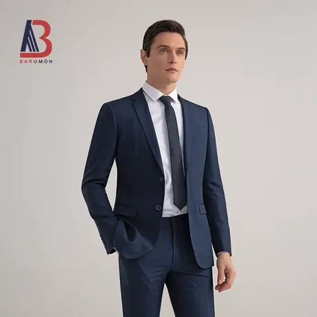 BAROMON/培罗蒙男士休闲西装外套商务正装职业装修身格子西服套装商品大图