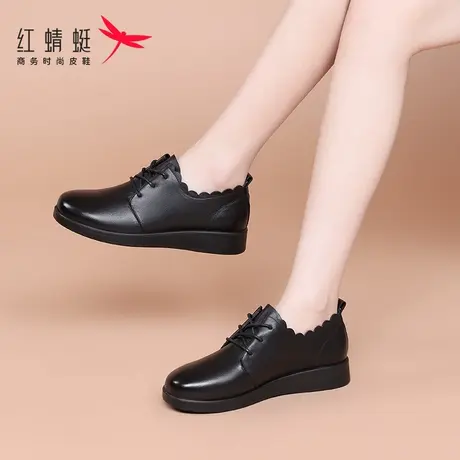 红蜻蜓女鞋春季鞋子女士休闲皮鞋女款2025新款单鞋妈妈小皮鞋真皮图片