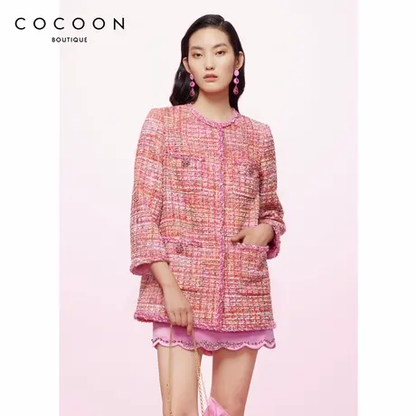 可可尼COCOON商场同款2024秋冬新款气质交织肌理感粗花呢短外套女图片