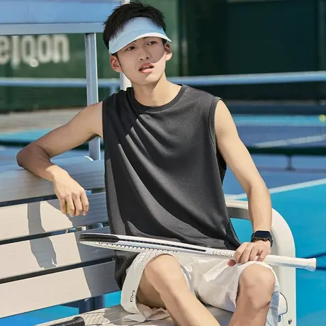 唐狮夏季新款男背心圆领无袖百搭简约打底衫内搭男上衣汗衫商品大图