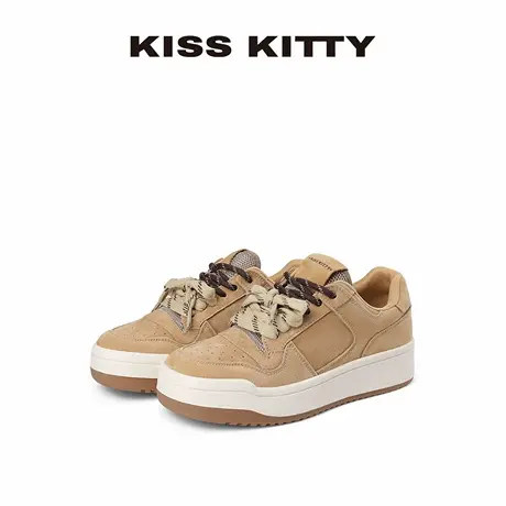 KISSKITTY增高黄色德训鞋女夏季新款透气轻便休闲运动小白板鞋商品大图