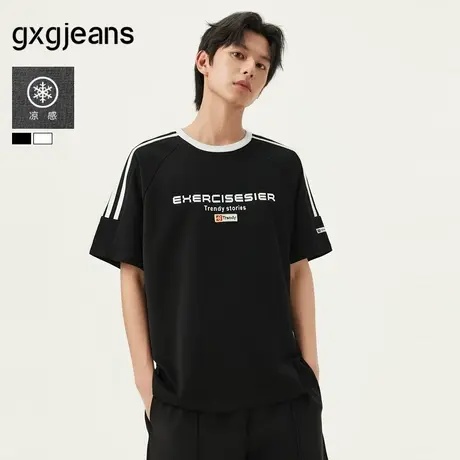 gxg.jeans男装  多色撞色拼接运动时尚潮流短袖t恤男生 25夏新品图片