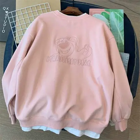 刺绣卫衣女春秋2023新款ins潮韩版宽松假两件薄款上衣百搭外套潮商品大图