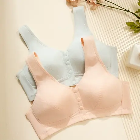 顶瓜瓜轻薄无痕文胸妈妈双肩带胸罩夏季开扣纯棉内里文胸四季可穿图片