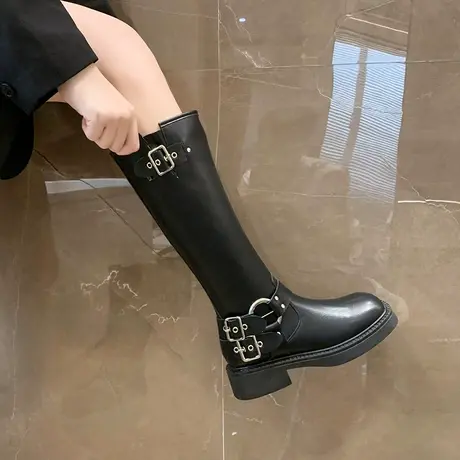 长筒靴女2023年新款春夏长靴厚底高筒靴子显瘦不过膝小个子骑士靴商品大图