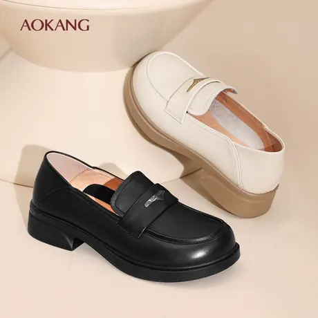 奥康 女鞋2026春季新款真皮舒适乐福鞋软底不累脚单鞋N图片