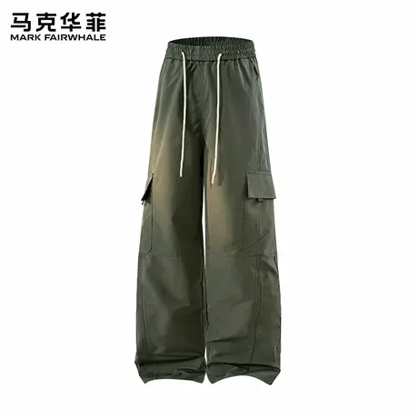马克华菲伞兵裤男款2025秋季薄款阔腿休闲裤宽松直筒工装长裤子X图片