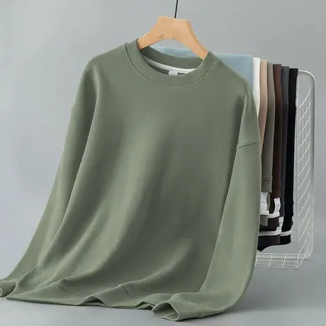 350g重磅卫衣男生宽松潮流春秋季长袖t恤圆领套头无帽纯色上衣服商品大图