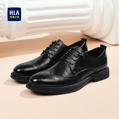 HLA/海澜之家男式正装商务皮鞋男款2025新款夏季英伦德比鞋结婚鞋商品大图